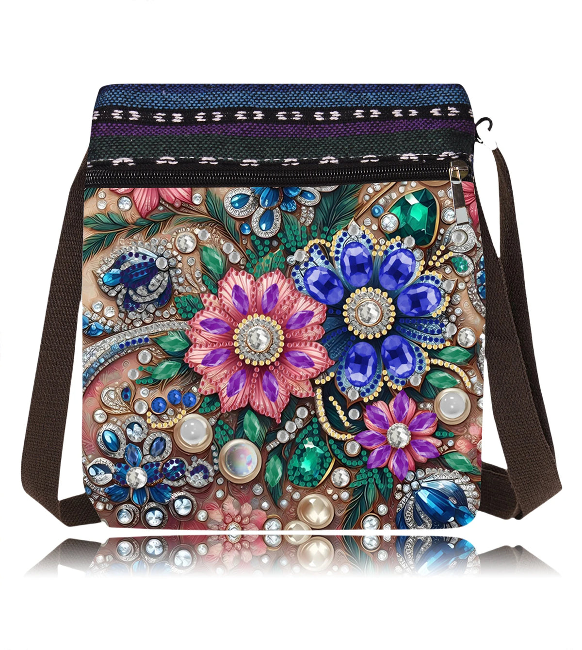 1 piece/set of DIY colorful mandala diamond art handbag, canvas shoulder bag with diamond painting crossbody bag