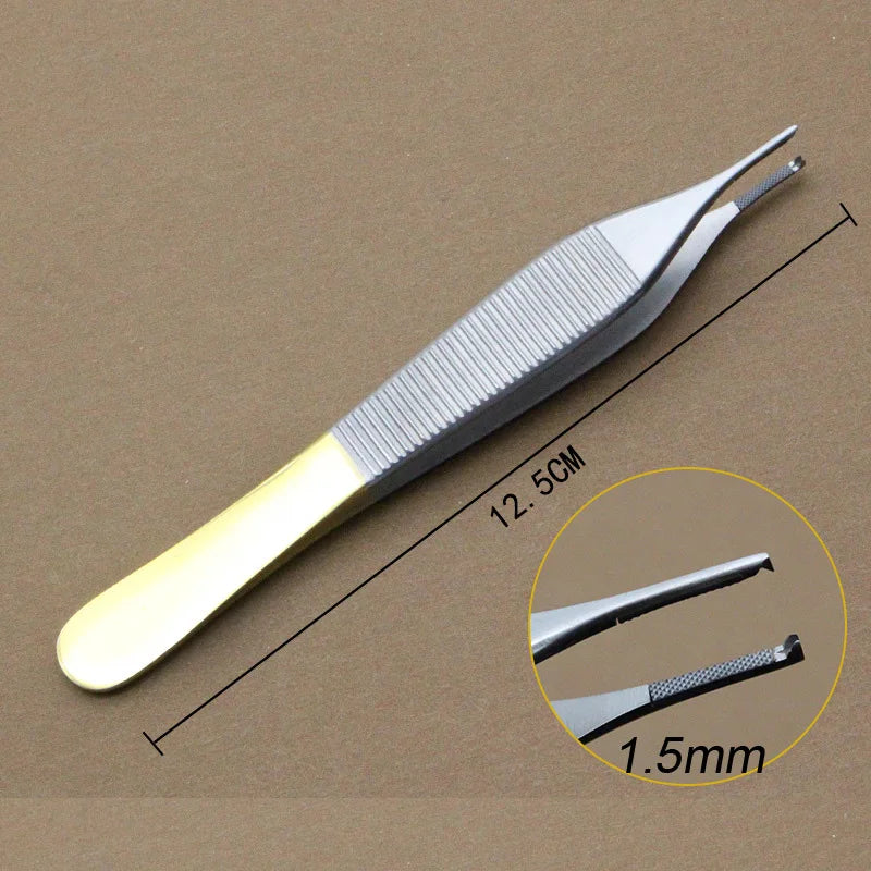 1pcs Ophthalmic Tweezers Tissue Forceps Stainless steel Teethed Platforms Forceps Surgical Instruments 120mm