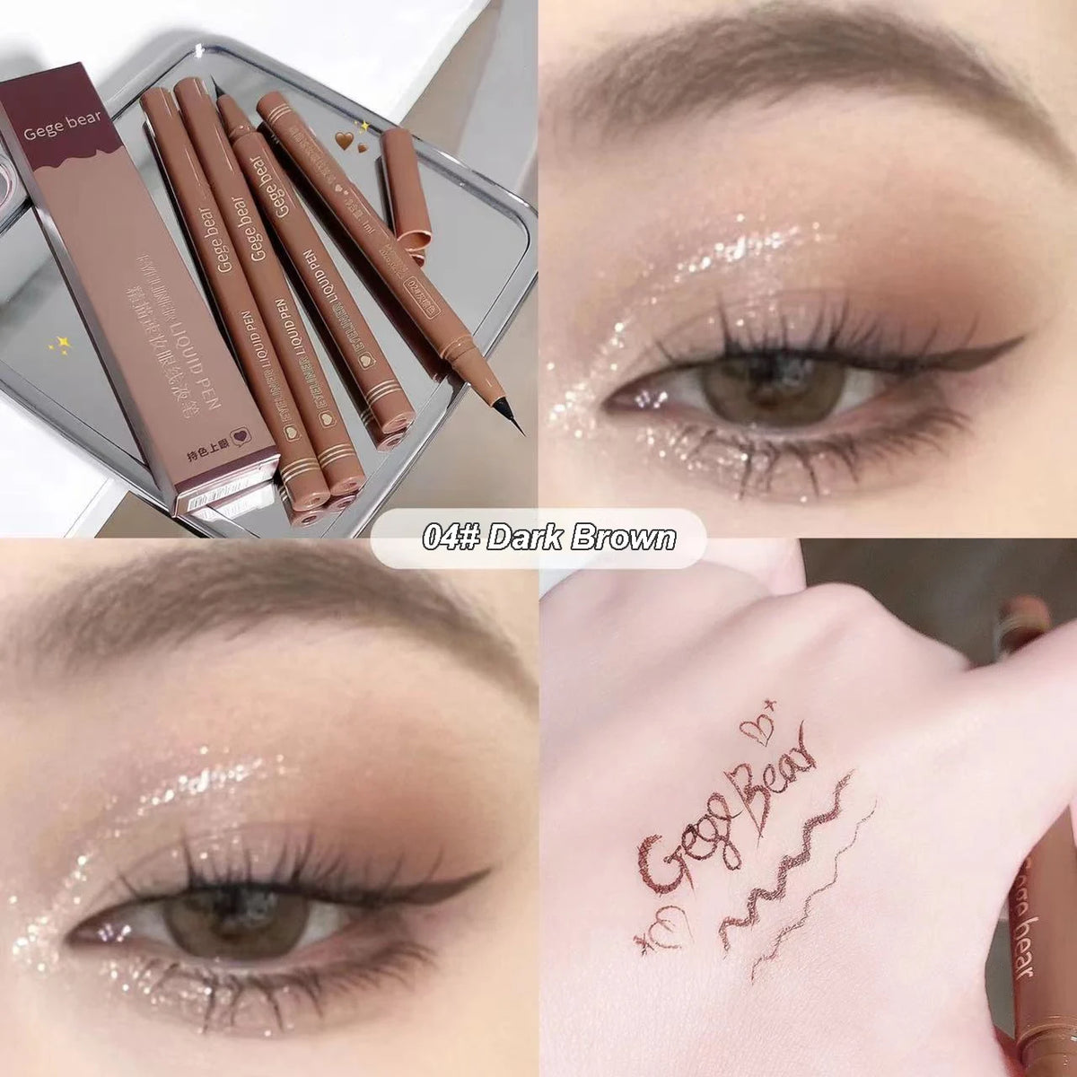 Gege Bear Liquid Eyeliner Pen Waterproof Smudge-proof Fast and Precise Makeup Quick and Smooth Drying Lower Eyelash Pen