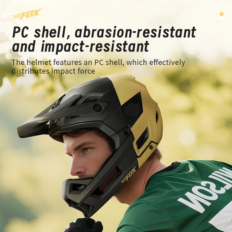 BATFOX Full Face Mountain Bike Helmet Adult Downhill Off-road Cycling Shockproof Professional Protection MTB Bicycle Safety Gear