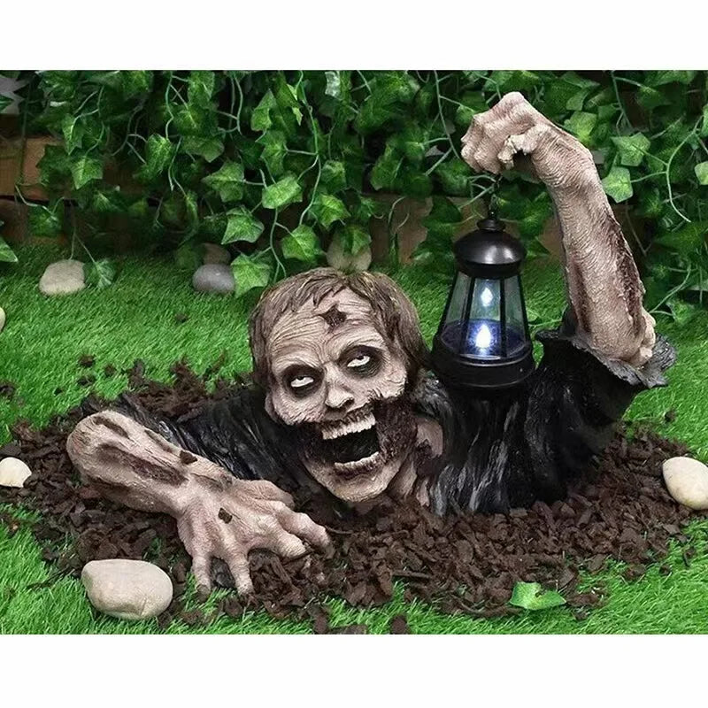 1pc Halloween Zombie lantern Crawling Horror Decor garden Scary Led Lights atmosphere Decoration with light sculpture Ornaments