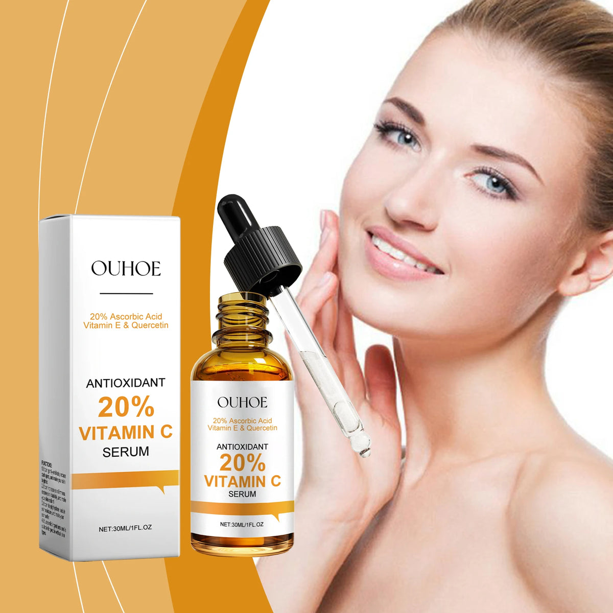 Vitamin C Facial Serum Anti-Aging Deep Hydrating Fades Fine Wrinkles Brightening Moisturizing Repair Nourishing Skin Care Essence