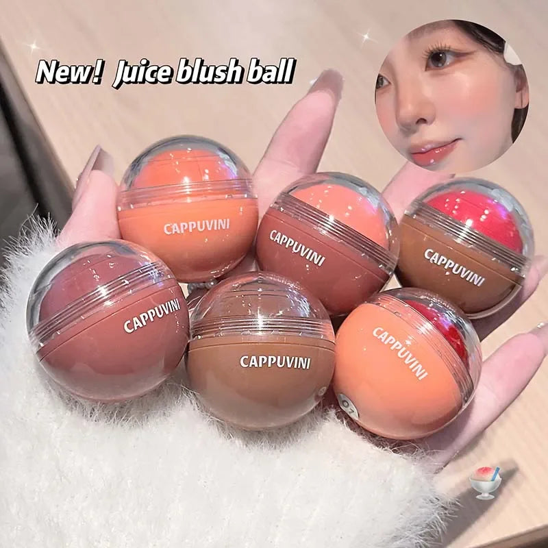 Cappuvini Juice Blush Ball Water Light Blusher Brightening Face Easy Color Multi-Use Blush Makeup Suitable for Lips and Cheeks