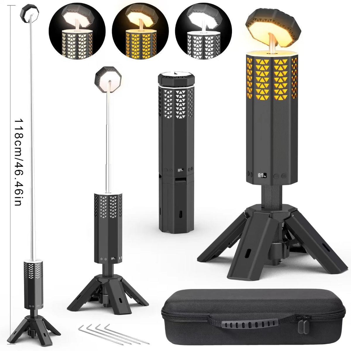 20000mAh Telescopic Camping Light Rechargeable Outdoor Fishing Lantern Dimming Night Atmosphere Light Emergency Light