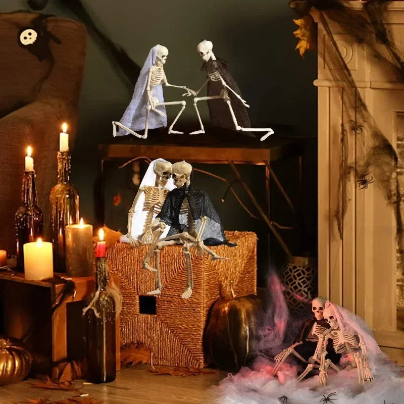 1PC Posable Human Skeleton Model Halloween Decor Hanging Ghost Haunted House Home Ornament Scary Party DIY Decoration Supplies ﻿