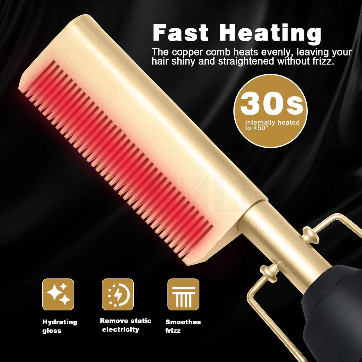 Hot Comb Hair Straightener Electric Hot Comb Brush Flat Iron Electric Heating Comb With LCD Display Hair Straightener For Wig