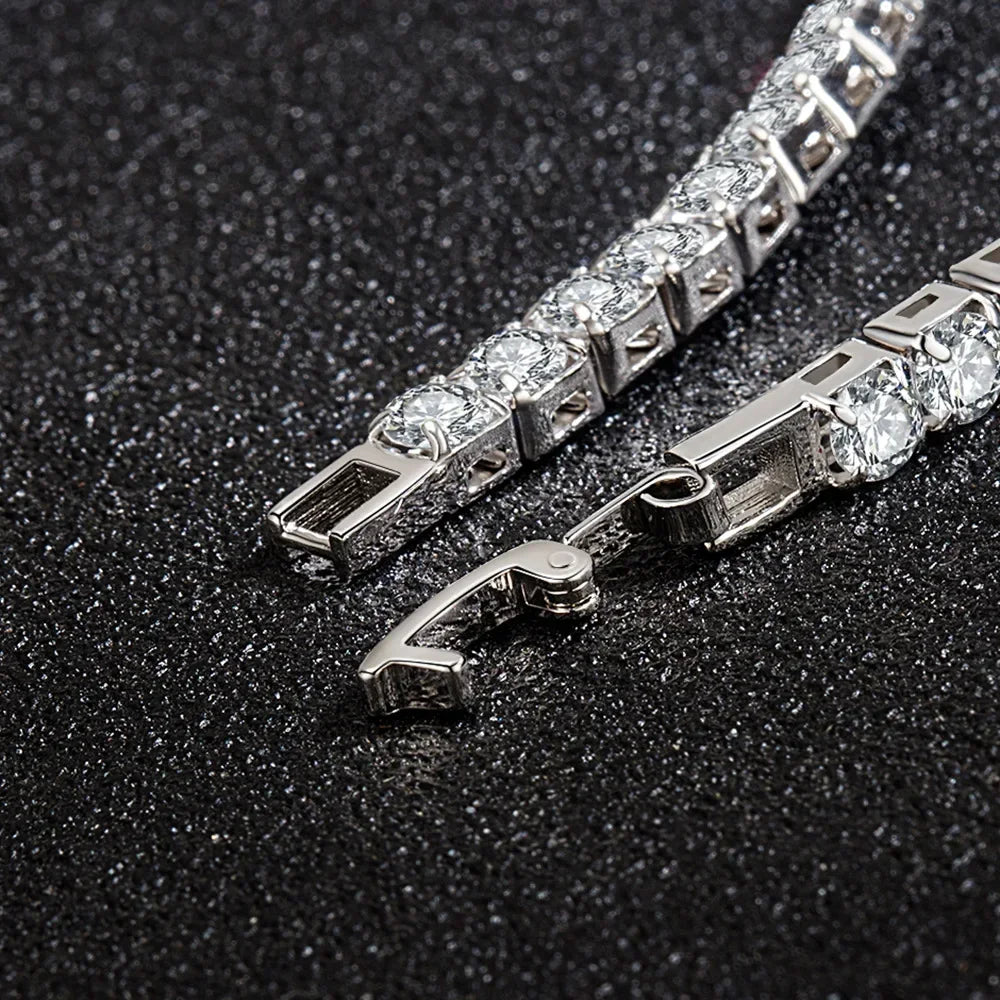 charms colors S925 Sterling Silver Bracelets Zirconia Women Fashion accessories Wedding Jewelry 4mm width Holiday gifts
