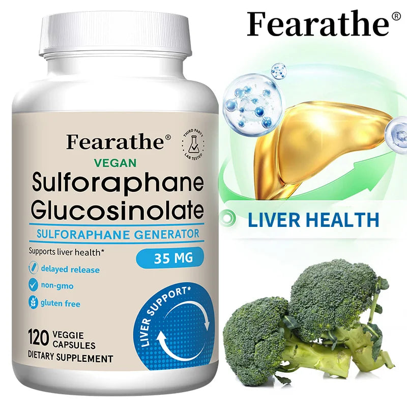 Sulforaphane Glucosinolate Capsules - Broccoli Seed Extract with Myrosinase, Liver Detox & Cellular Health Support, 120 Counts