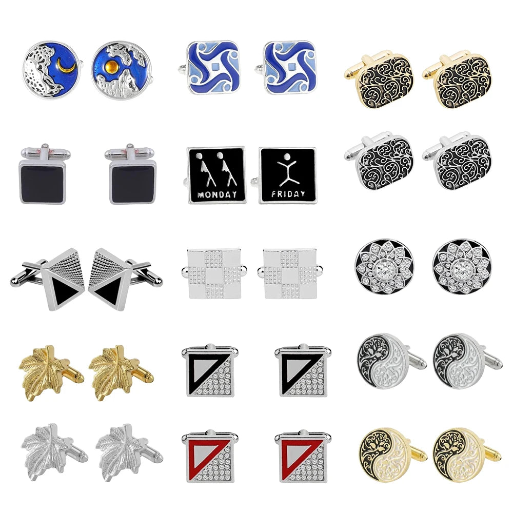 Luxury Men's Cufflinks High Quality Square Round Maple Leaf Cufflinks for Men Fashion Shirt Cufflinks Party Wedding Decorations