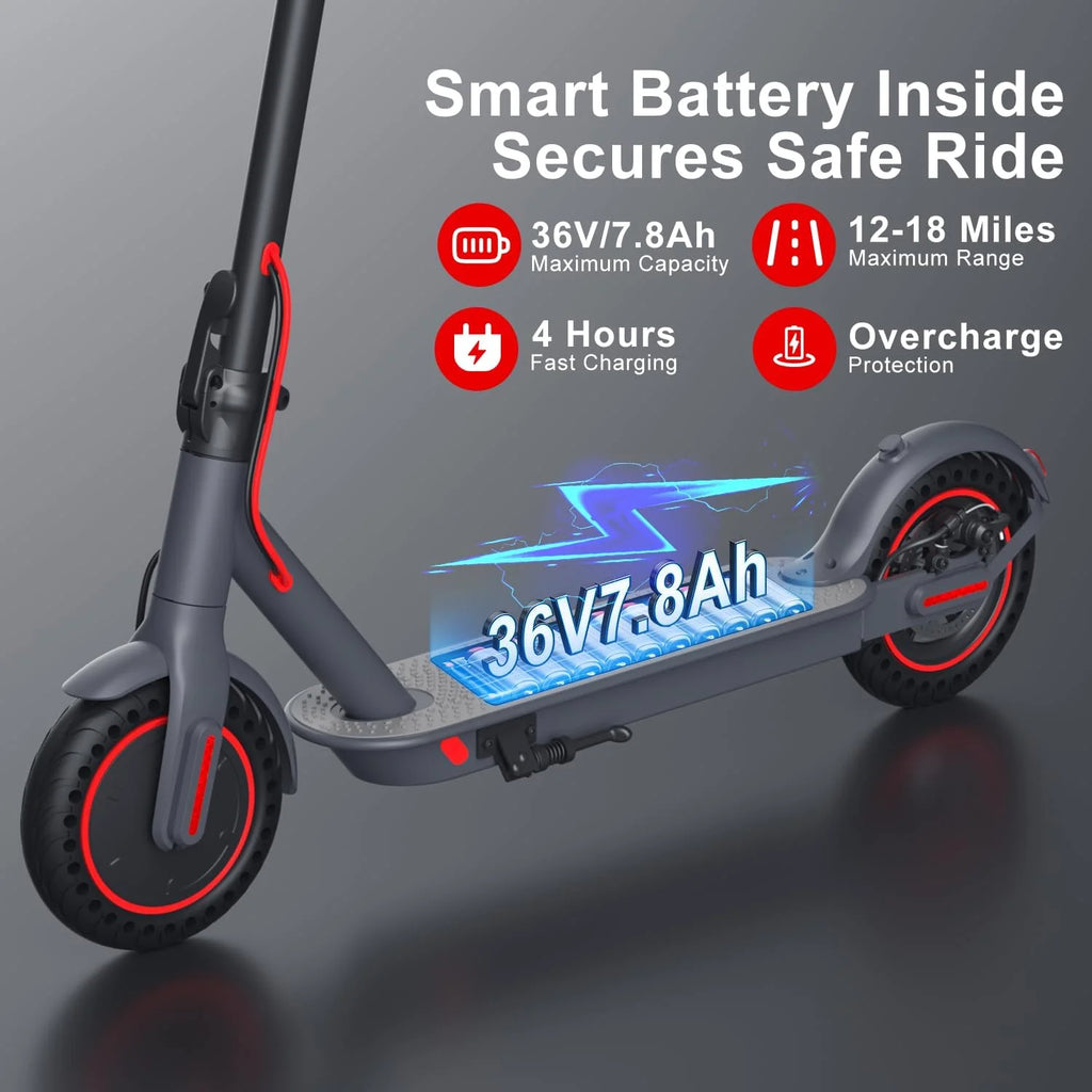 Adult 350W Electric Scooter 19mph Top Speed 16 Miles Max Range Foldable E-Scooter with 8.5'' Tires Double Shock System APP Control