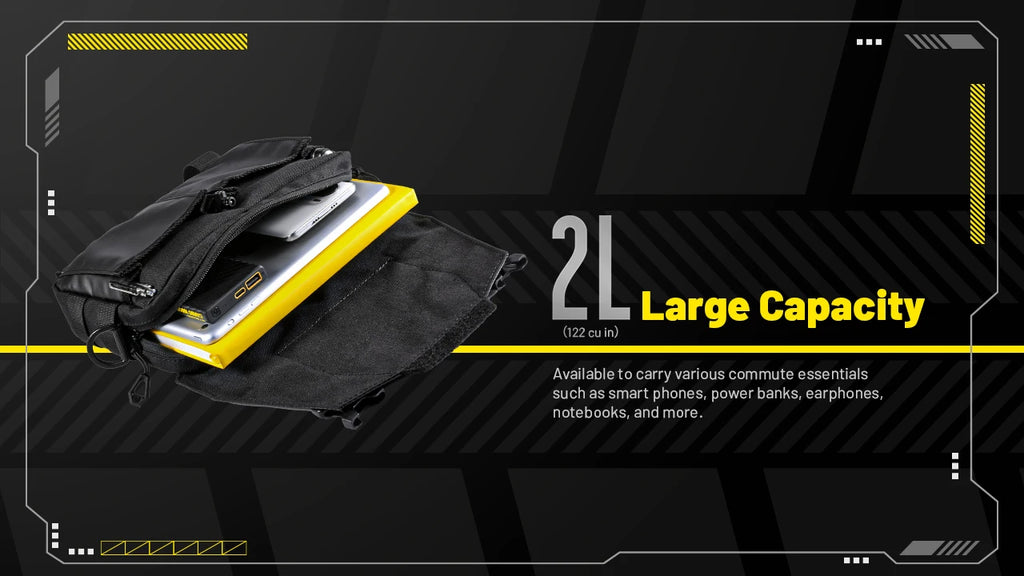 NITECORE SLB05 Sling Bag Handbag Waterproof 2L Large Capacity 600D Nylon Fabric