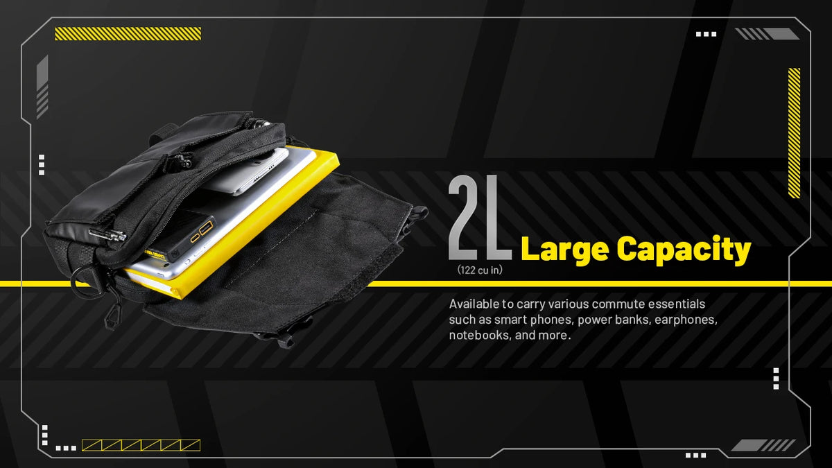 NITECORE SLB05 Sling Bag Handbag Waterproof 2L Large Capacity 600D Nylon Fabric