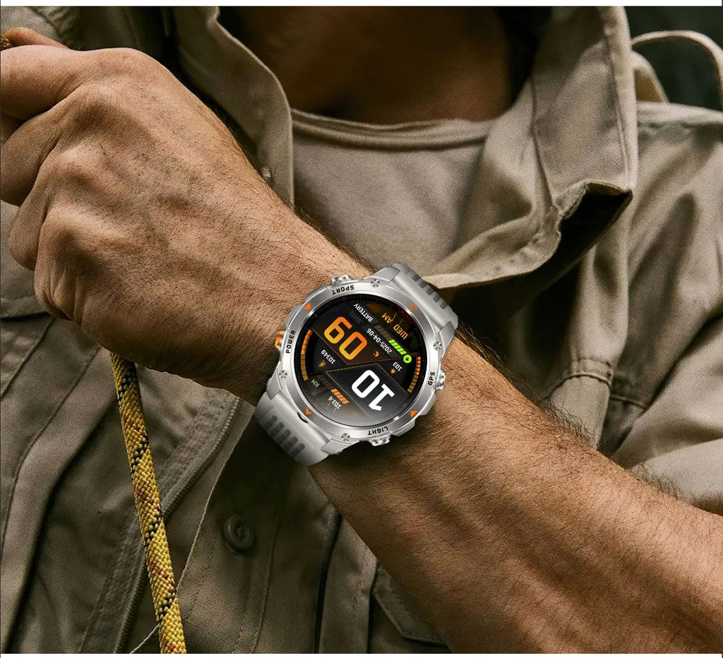2025 New Military Bluetooth Call Smart Watch Built-in GPS Compass Barometric Altimeter 3ATM Waterproof Sports Smartwatches Men