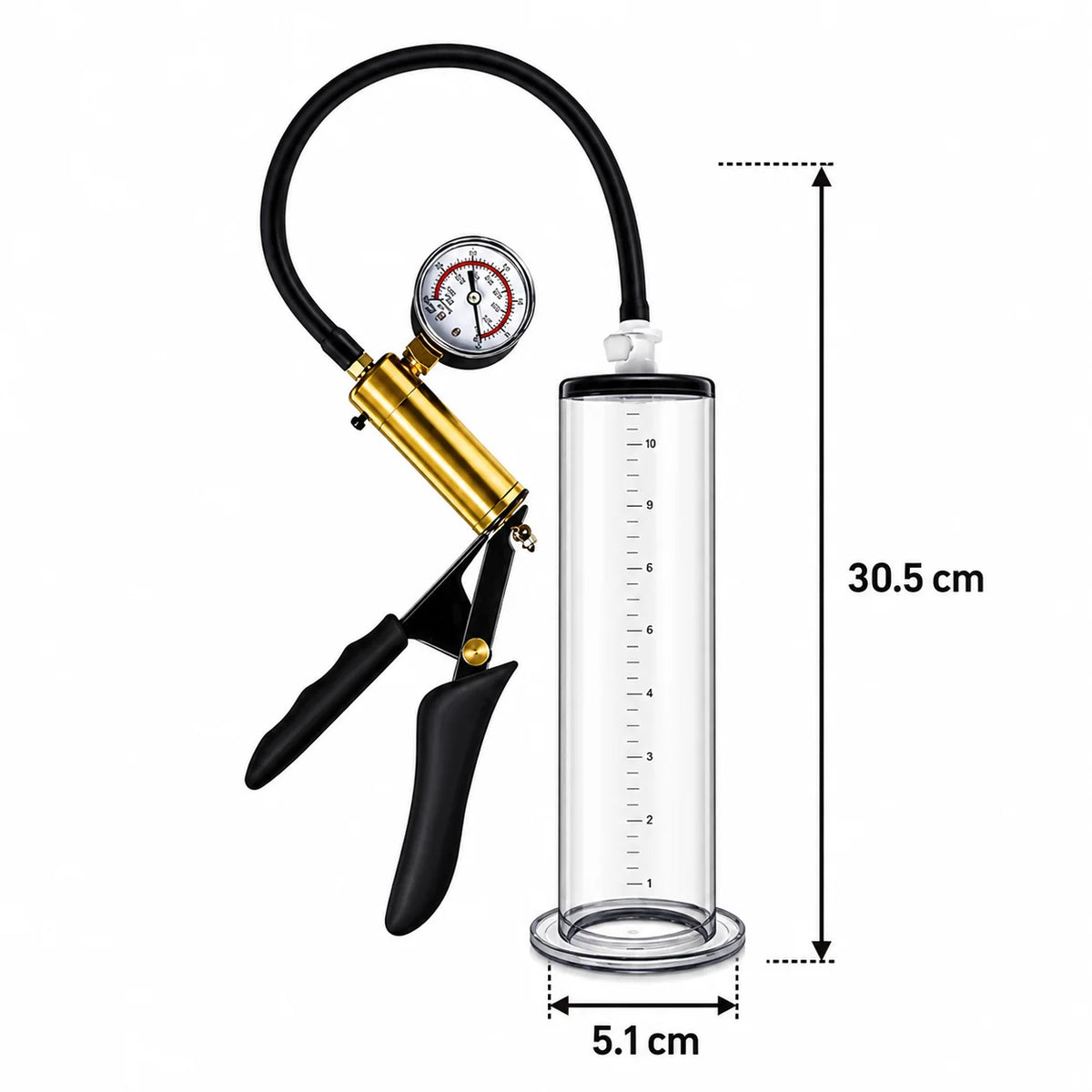 Men Adjustable Vacuum Training Kit with Transparent Acrylic Cylinder, Metal Pressure Dial, and Hand Pump for Home Use