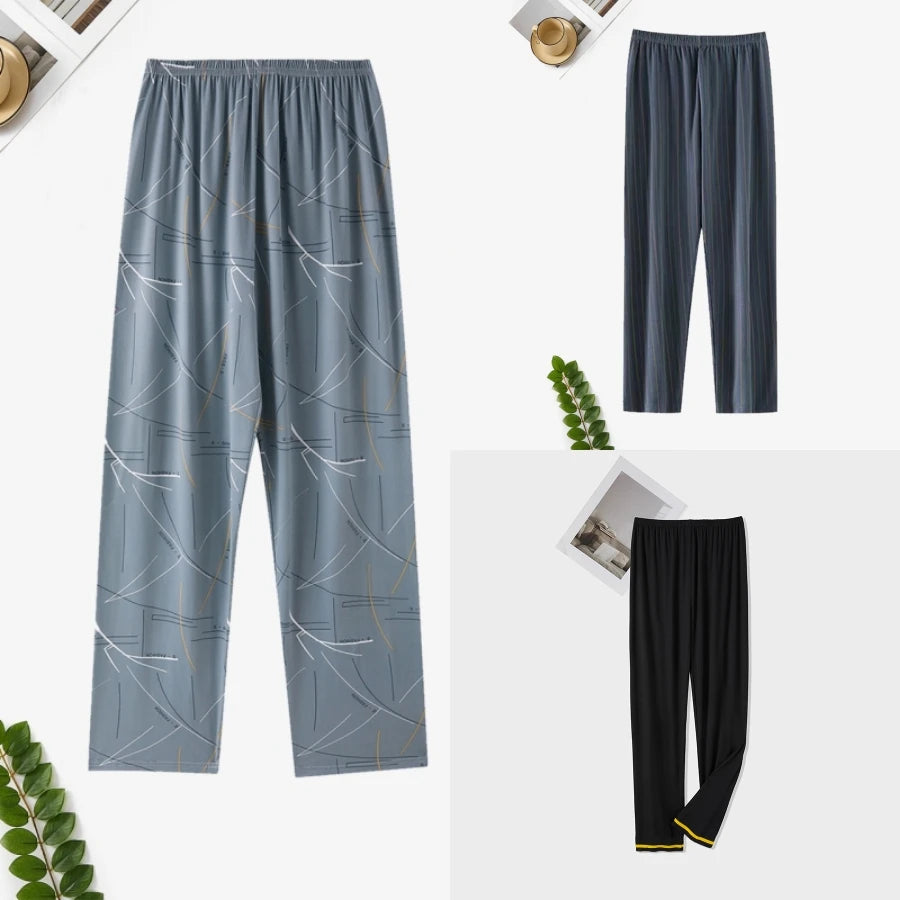 Men's Pajama Pants Thin Home Trousers Loose Large Size Spring and Autumn Summer Thin Casual Home Trousers