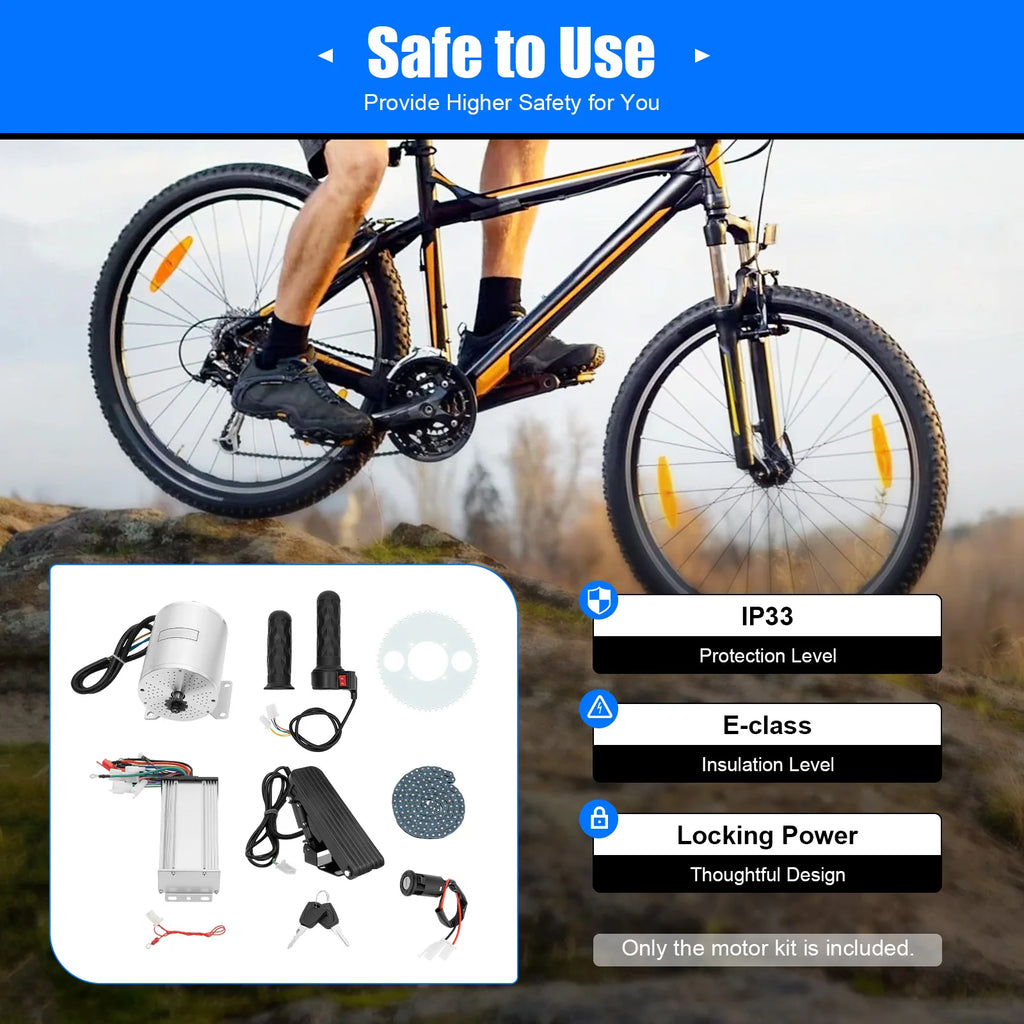 3KW Electric Brushless Motor Kit 48-72V Electric Bike Motorcycle E-Scooter Conversion Kits Controller Throttle