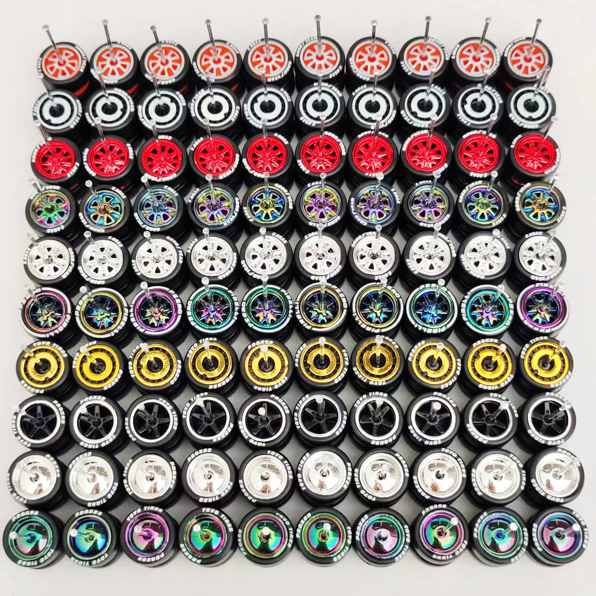 50 Sets 1/64 Wheels Pack with Rubber Tires Axles for 1:64 Matchbox Domeka Hotwheel Diecast Car Model Cars Wholesale
