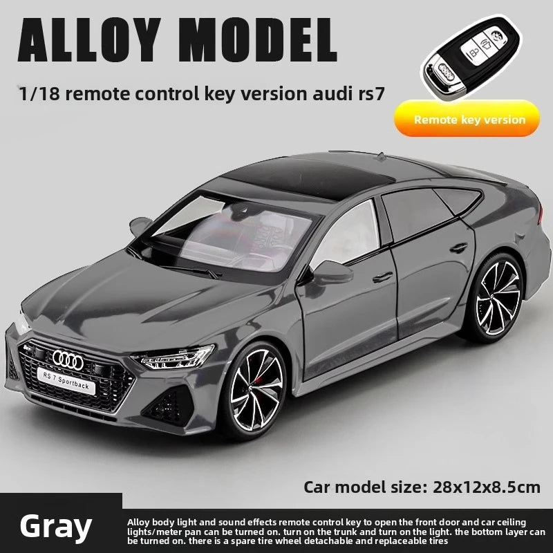 1:18 RS7 Sportback Black Warrior Supercar Diecast Alloy Model Car Remote Control Sound & Light Collect Hobby Model Ornament Gift