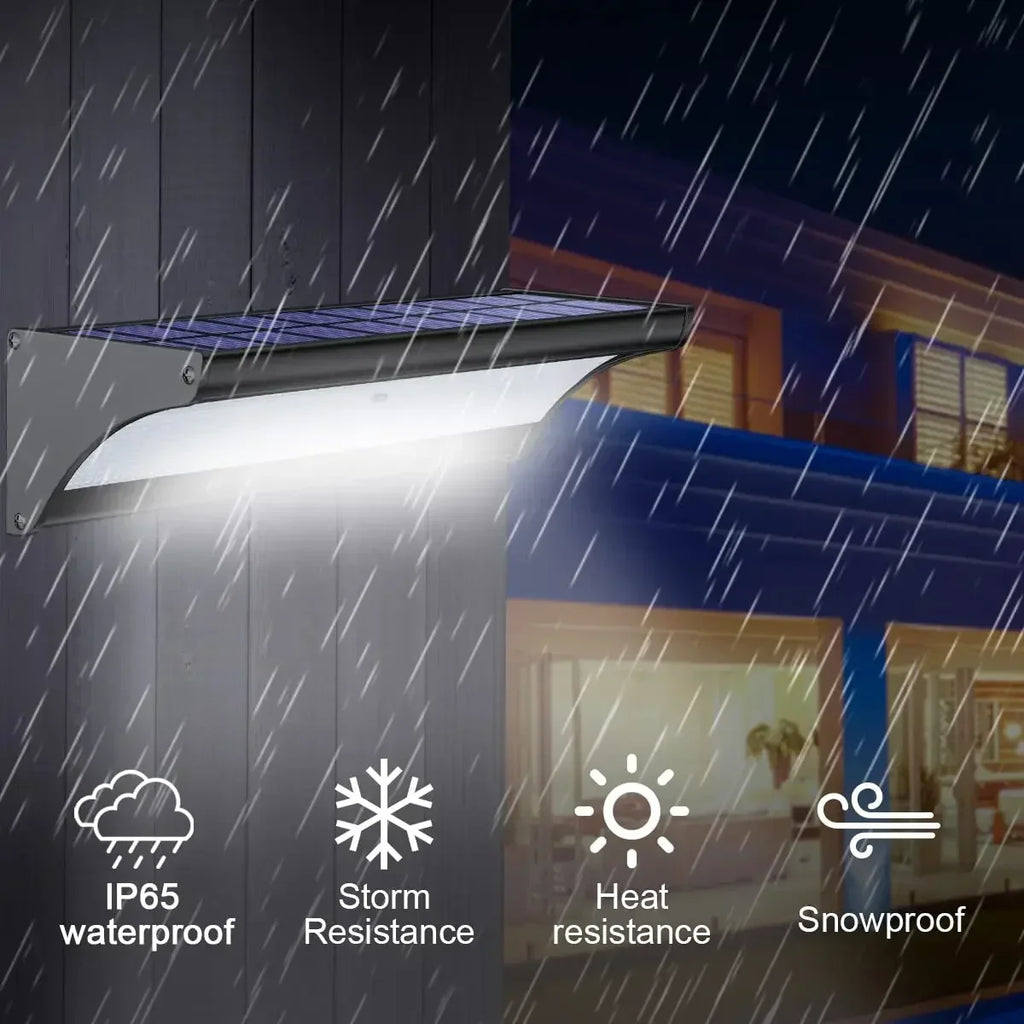 Outdoor Solar Wall LED Flood Lights with Radar Motion Sensor Waterproof Aluminum Shell Wall Lamp for Garden Lighting