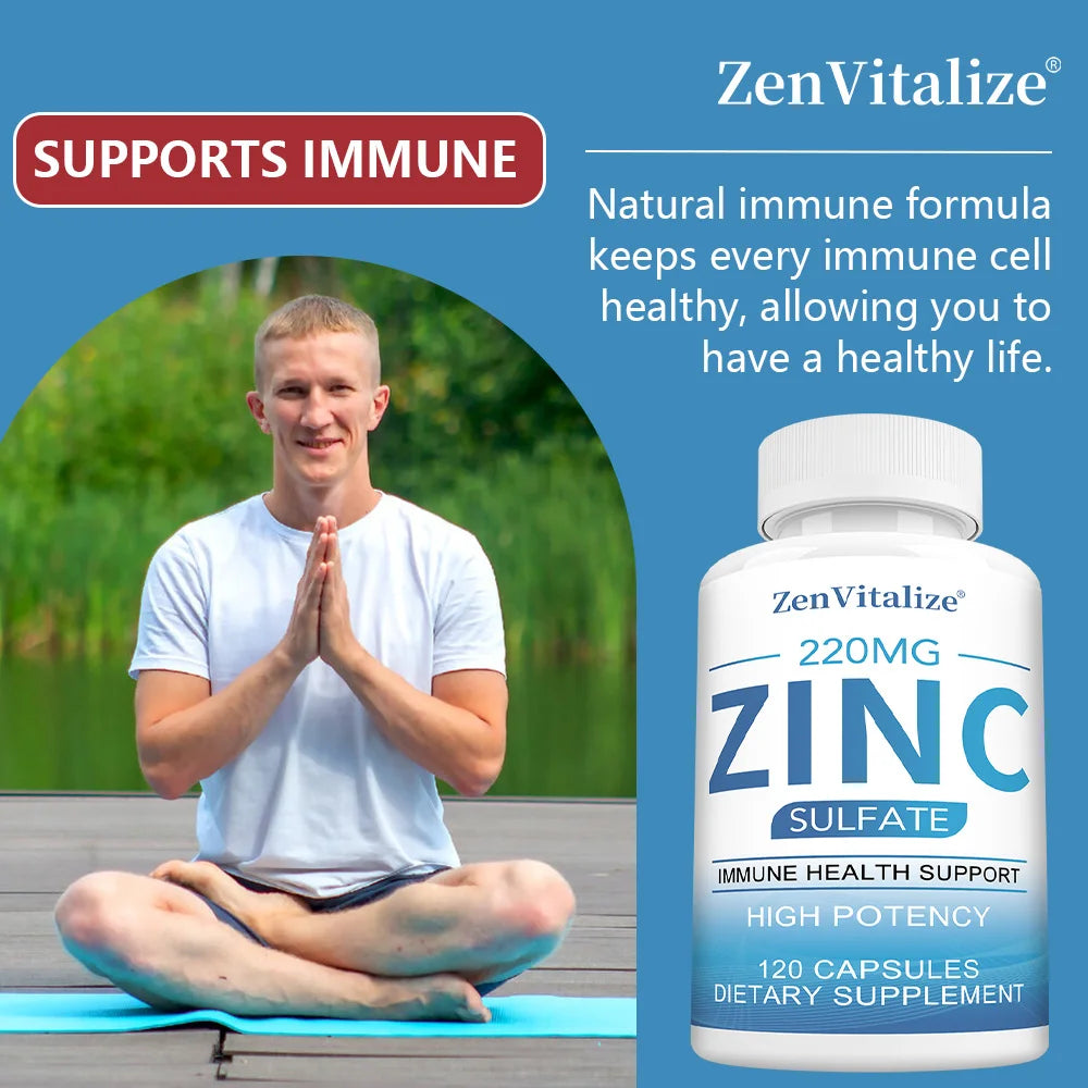 ZenVitalize Zinc 220Mg [High Potency] Supplement – Zinc Sulfate for Immune Support System