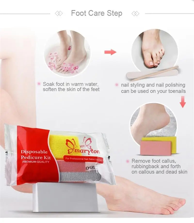 800 Sets/Carton Disposable Pedicure Kits Nail Sets Sand File Buffer Sponge Block Manicue Tools