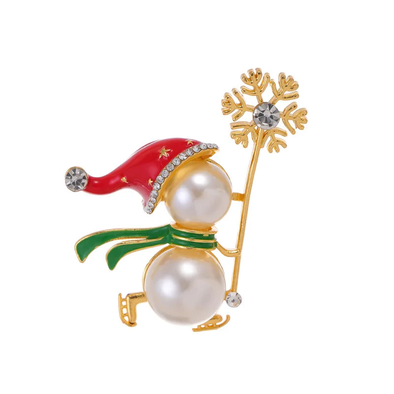 New Christmas Brooch Shiny Crystal Christmas New Year Accessory Pin Snowman, Elk, Christmas Tree Series Decoration Jewelry Gift