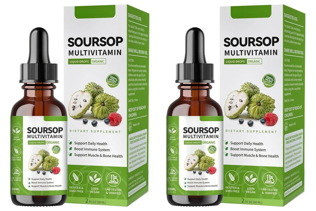 Soursop Liquid Drops Herbal Extract Plant Based Supplement with Soursop Fruit and Leaf Blend Daily Wellness Formula Vegan