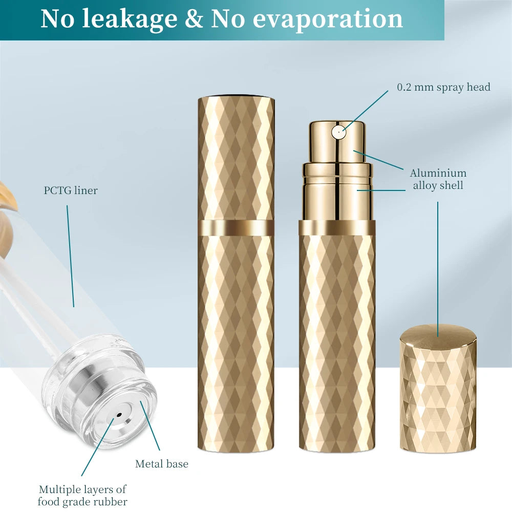 Luxury Premium Class Diamond Mini Travel Portable Bottom Filling Refillable Perfume Bottle Mini Spray Bottle 5ml Atomizer 1pcs