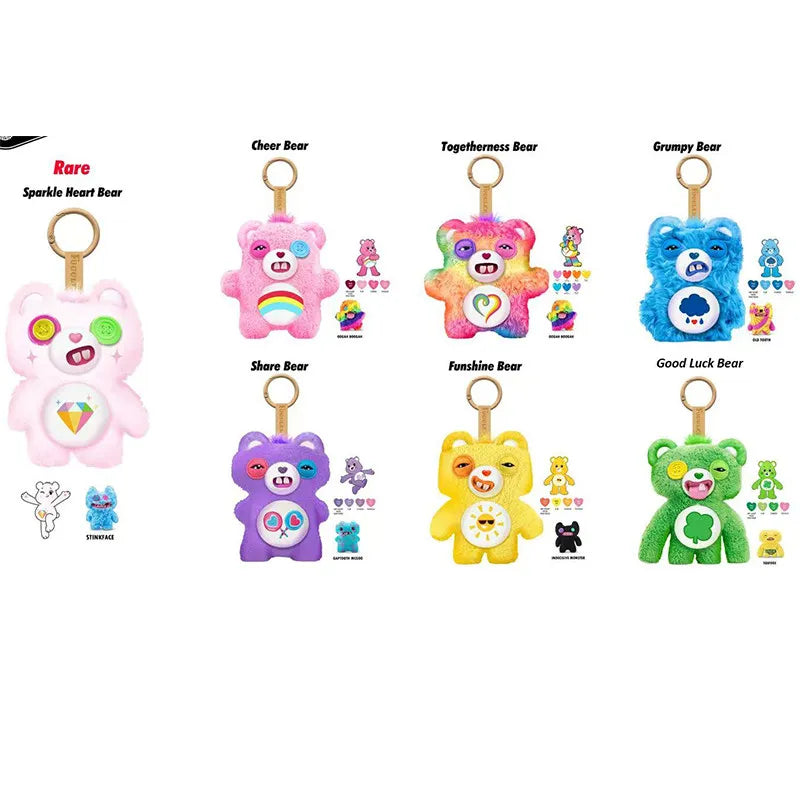 Original Fuggler Cute Teeth Monster Care-Bears Series Trendy Blind Box Toys Plush Pendant Funny Trendy Doll Keychain Gifts