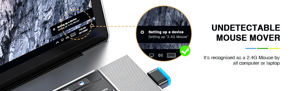 Seenda Mouse mover Jiggler Keeps PC/Laptop/Computer Awake Driver-Free USB and Type C 2 in 1 Tiny Mouse Shaker Simulate