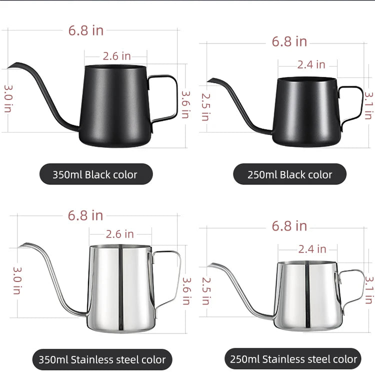 GIANXI Stainless Steel Gooseneck Coffee Maker Hanging Ear Drip Spout Pot Tea Kettle with Handle Drop Shipping