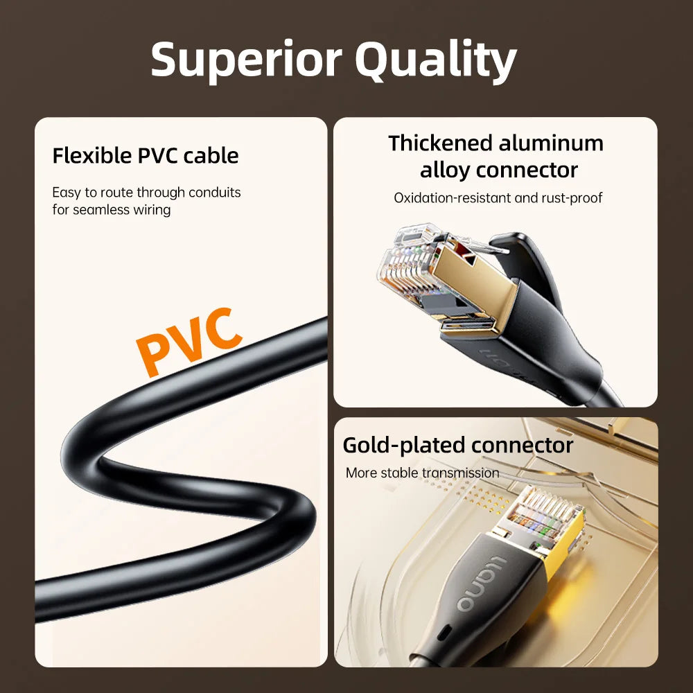 llano Cat 5e Ethernet Cable OD 5.5mm UTP 1000Mbps 100MHz Fast RJ45 Network Cable Thick Cores Ethernet Patch Cable for Laptop Rou