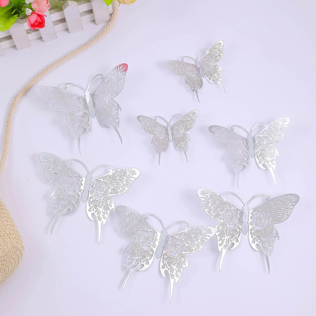 12 pcs Butterfly Cake Toppers Rose Gold for Birthday, Wedding, Engagement Occasions Dessert Decoration Cupcake Toppers DIY Gift