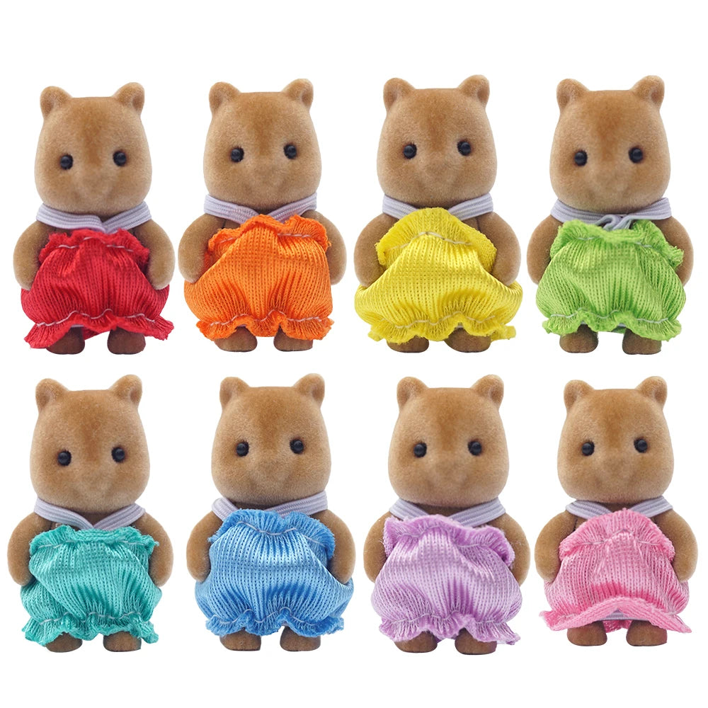 1/12 Forest Animal Baby Colorful Small Blue Cat Brown Rabbit Reideer 8Pcs Miniature Dollhouse Model Pretend Play Girl Gift Toy