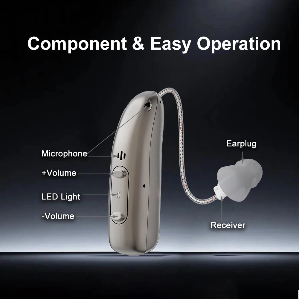 2025 Top Mirasing 10-Channel Digital BTE/RIC Hearing Aid - Rechargeable & Noise Cancelling with Portable Charging Case