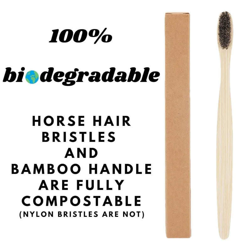 10pack Natural Bristle Bamboo Toothbrushes,Horse & Boar Bristle,Totally Compostable Biodegradable Zero Waste Plastic Free