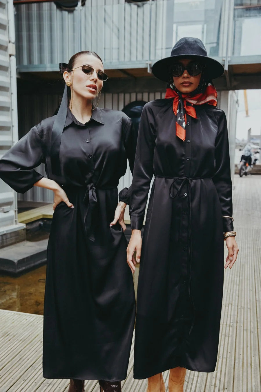 AS AW25 satin dress elegance lady ruffled neck woman clothes with Removable belt
