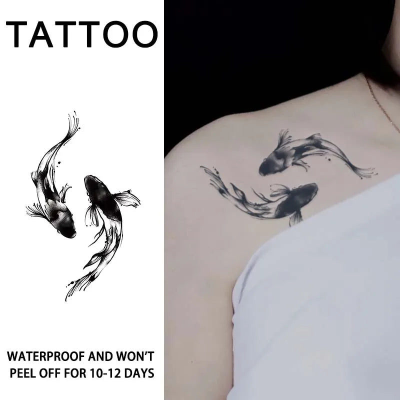 1Pc Koi Fish Waterproof Temporary Tattoo Stickers, Long-lasting Waterproof for One to Two Weeks, Suitable for Arm, Leg.