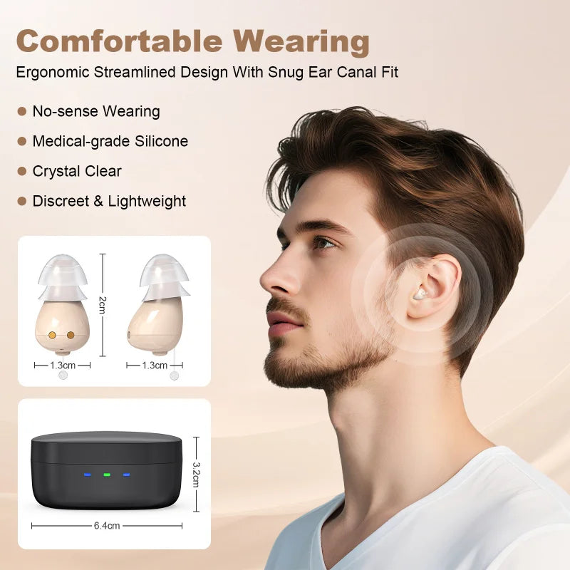 Rechargeable Hearing Aid for the Elderly In-the-Ear Intelligent Noise Reduction Hearing Aid ITE Large Capacity Charging Case