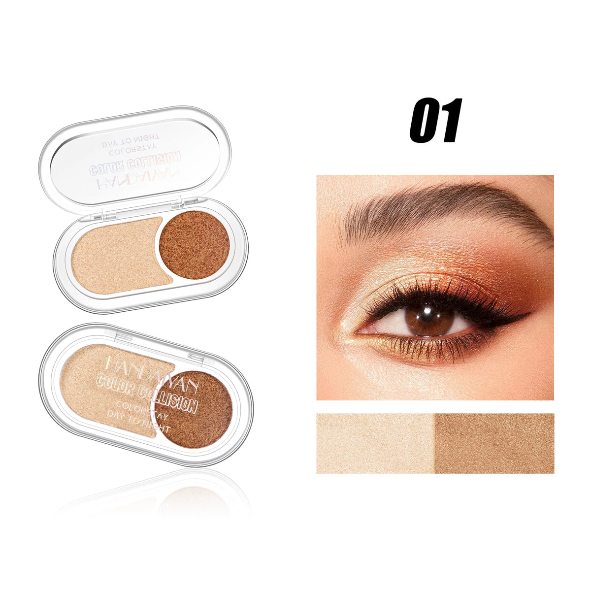 Glitter Blue Green Eyeshadow Palette 2-Color Matte Shiny Eye Shadow Dark Punk Eyes Pigment Waterproof Halloween Makeup Cosmetics