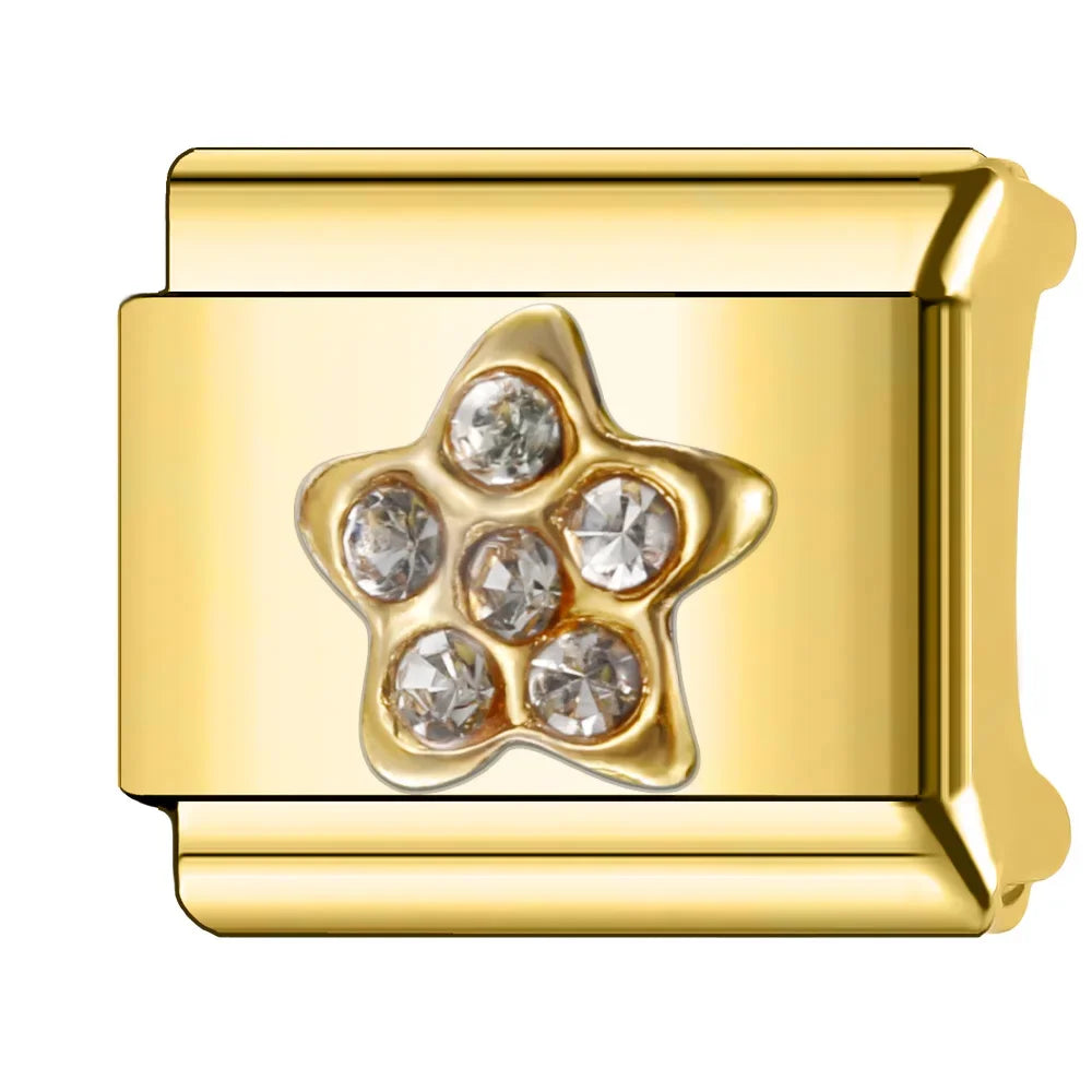 Trusta 2024 Fashion Shiny Golden Colour Charm Italian Links 9mm Bracelet Stainless Steel for Women DIY Jewelry Wholesale N009