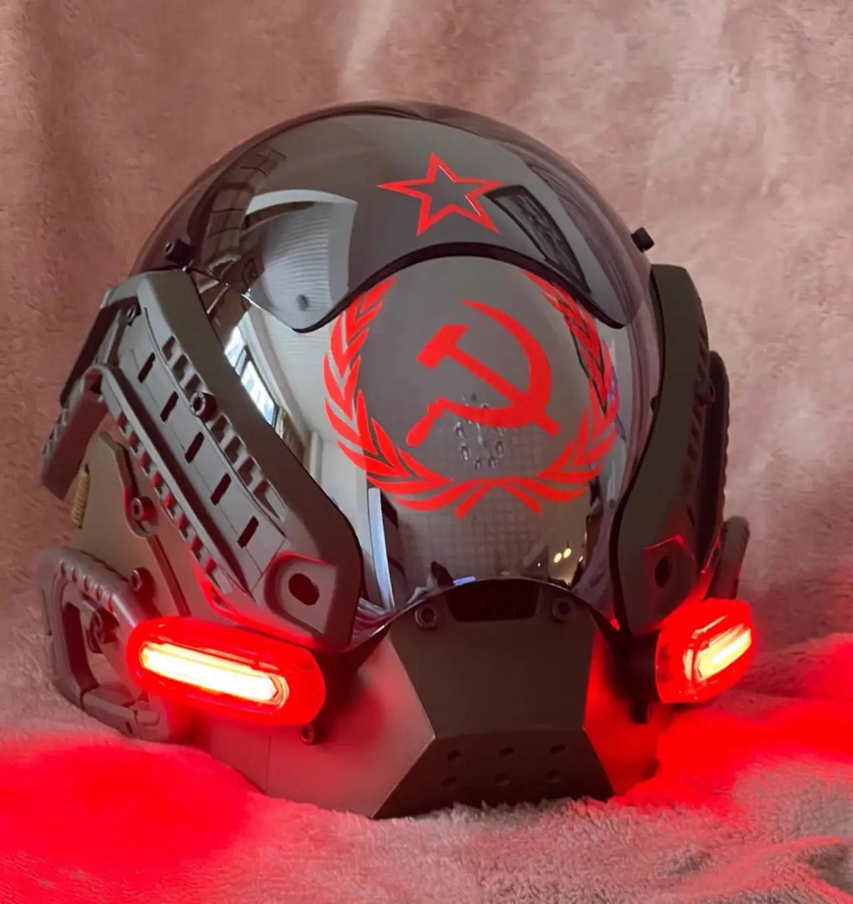 Cyber punk Mask LED Hairstyle Braid Halloween Christmas Role Playing Helmet Party Adult Gift ﻿