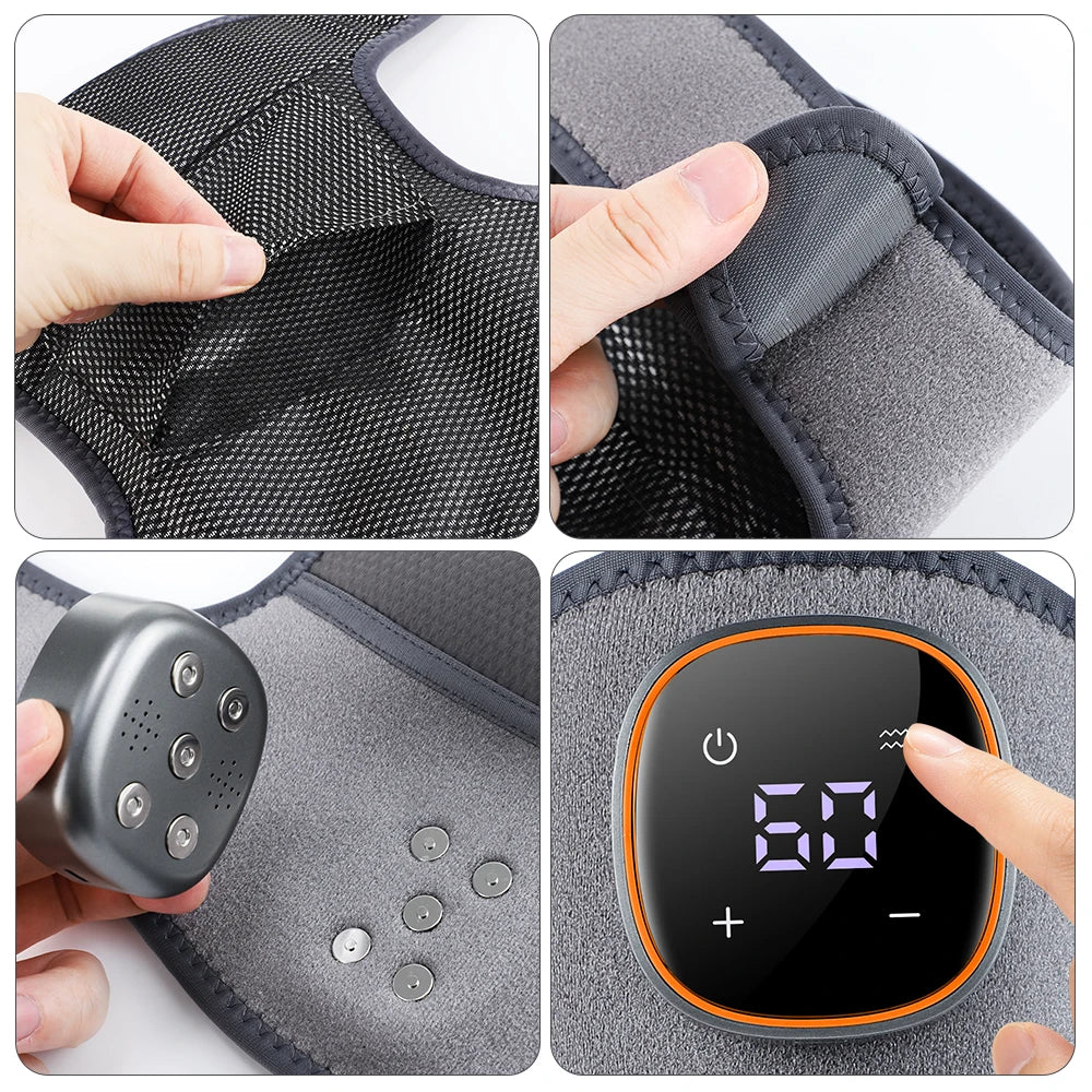 Rechargeable Knee Massager 3 Gear Vibration Massage Adjustable Shoulder Brace Electric Heating Pads Leg Knee Warmer