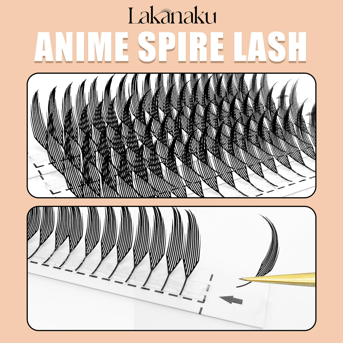 LAKANAKU Spire Fans Premade Anime Lashes Spikes Eyelash Extensions for Comic Eyelashes