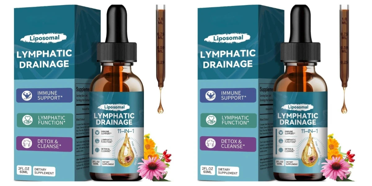 Lymphatic Drainage Support Drops with Elderberry Echinacea Burdock & Dandelion for Fluid Balance Detox & Circulation 2 Fl Oz