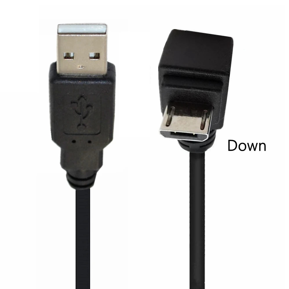 Up Down Left Right Angled Double 90 Degree Micro USB Male to USB Male Fast Data Charge Connector Short Cable Cord 0.15m 0.5m 1m