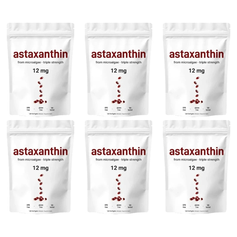Astaxanthin Softgels 12mg with MCT Coconut Oil from Haematococcus Pluvialis Microalgae Daily Wellness Supplement 120 Count