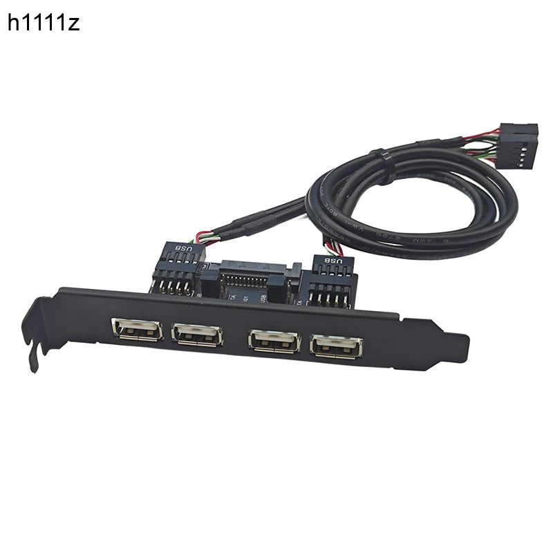 NEW Motherboard 9Pin to 4 Ports USB2.0 Baffle Adapter 30cm Cable USB 2.0 Back Panel Expansion Bracket for Desktop Computer Black
