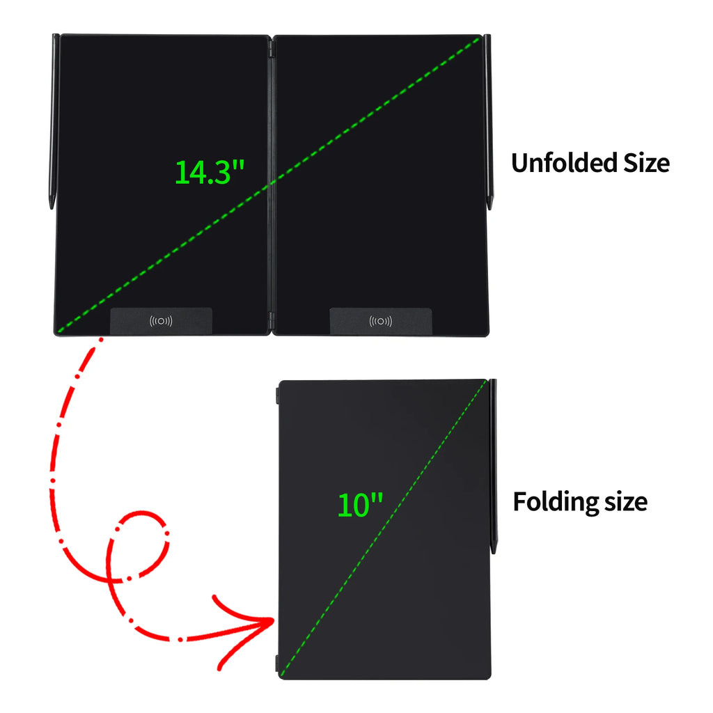 14.3-inch Folding Screen LCD Superfine Handwriting Writing Board Meeting Magnetic to Erase Drawings Tablet Split Screen