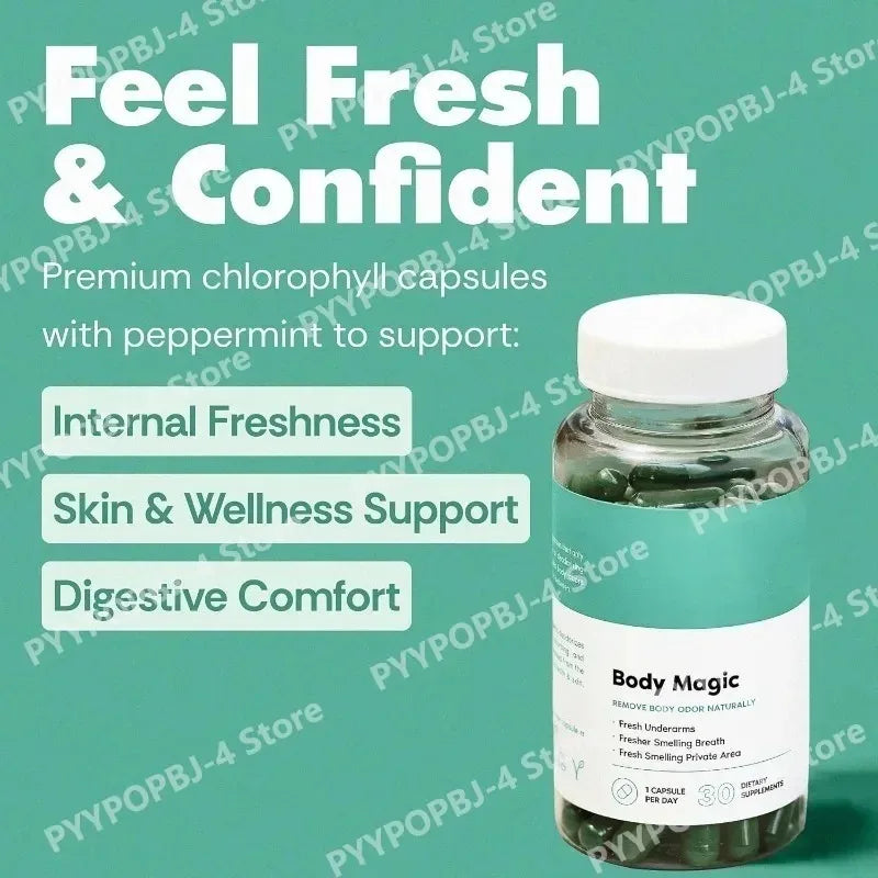 Chlorophyll Capsules with Parsley & Peppermint Leaf, Daily Freshness, Digestive Comfort & Wellness Support, Vegan 30 Count